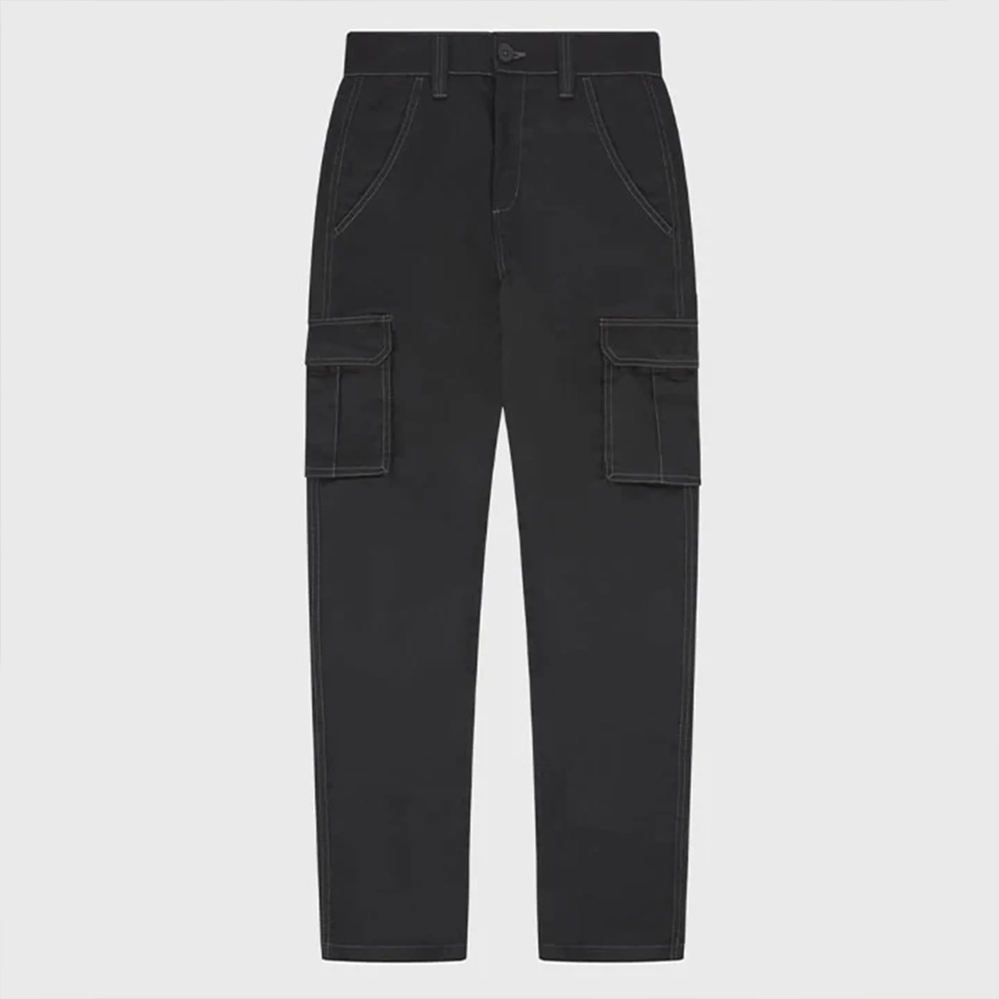 Straight Leg Contrast Stitch Cargo Bottoms